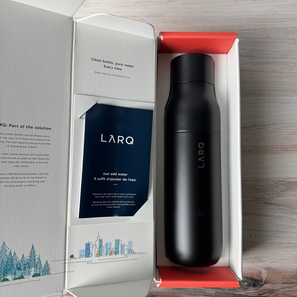 LARQ Self-Cleaning Water Bottle 17oz 500mL Obsidian Black UV-C LED Insulated